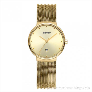 SILVER AND MOTHER OF PEARL WOMEN'S WATCH WITH MESH BAND